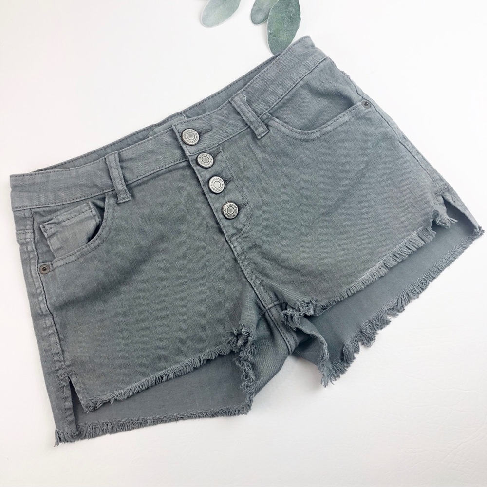 Gray Button Fly Cut Off Shorts Size 7/28